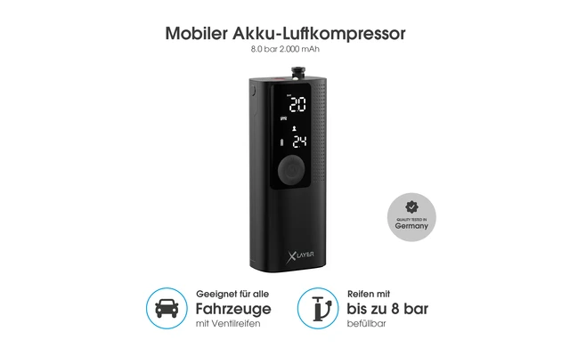 Xlayer Mobile Battery Compressore D'aria 8,0 Bar 2.000 MAh - immagine 2